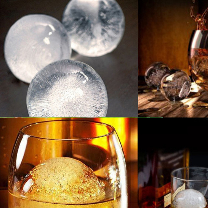 Whiskey Cocktail Ice Mould Tray Maker 4-Cavity Round Shape Silicone Ice Cubes Mould Tray Silicone Ice Cube Mold